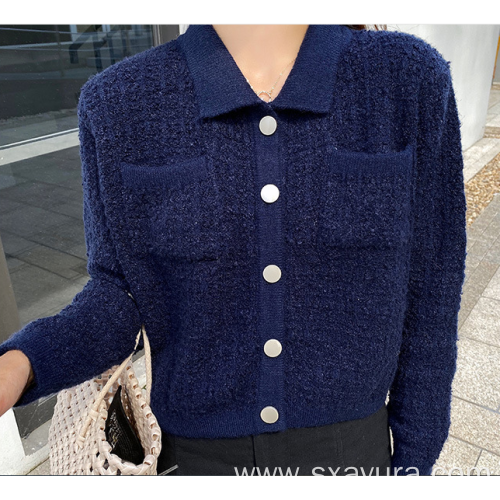 Female elegant small fragrance short knitted cardigan